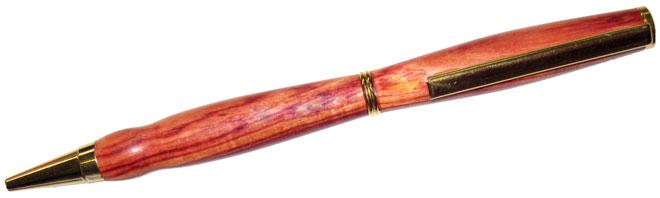 Drehkugelschreiber, Rosenholz Gold24kt 