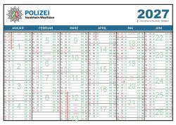 Polizei NRW - zweiseitiges Kalenderblatt 2027 - 