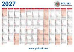 Polizei NRW Jahreswandkalender 