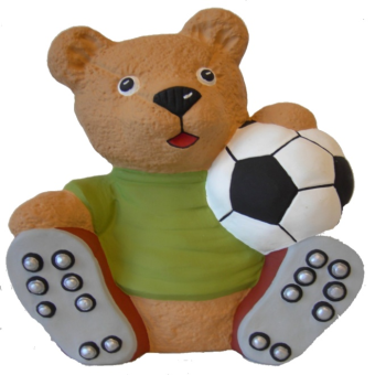 Fußballteddy sitzend