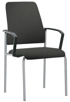 Besucherstuhl Modell 450GJ - stapelbar - Bezug 5801 grau Gestell pulverbeschichtet brillantsilber | mit Filzgleiter