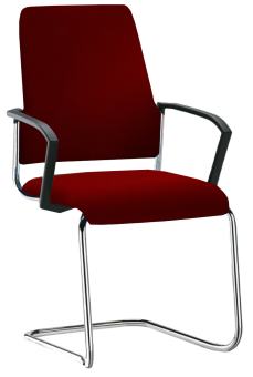 Besucherstuhl Modell 550GJ - stapelbar - Bezug 5823 dunkelrot Gestell verchromt | ohne Filzgleiter