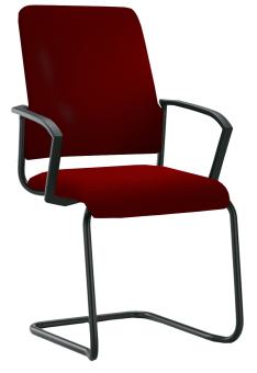 Besucherstuhl Modell 550GJ - stapelbar - Bezug 5823 dunkelrot Gestell pulverbeschichtet schwarz | ohne Filzgleiter